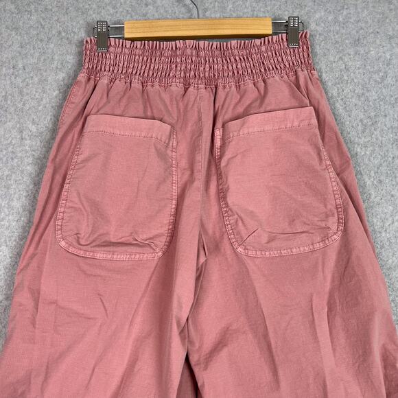 Anthropologie Pink Smocked Waist High Waist Wide Leg Parachute Pants Size Small - Picture 7 of 14
